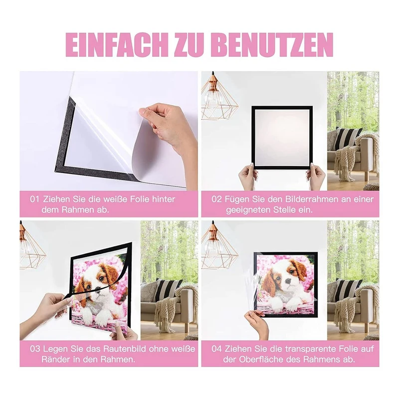 6 Pack Diamond Painting Frame 25 X 25Cm Black Magnetic Picture Frame For Diamond Painting Pictures