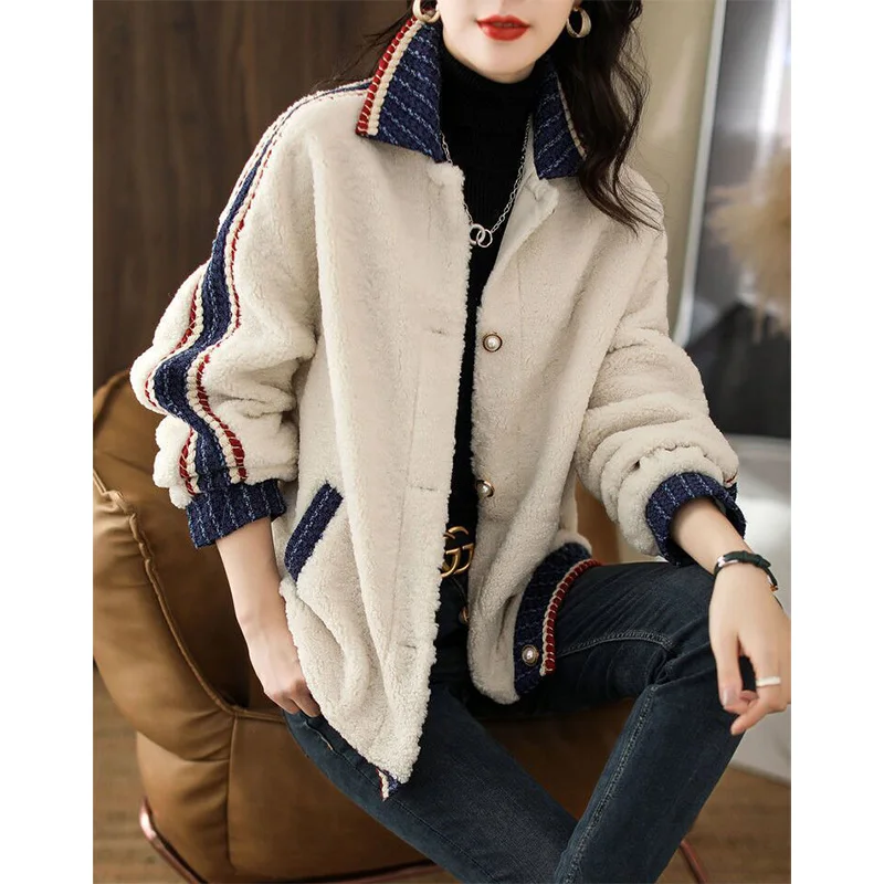 Winter Women\'s Plush Jacket 2021 New Fashion All-match Warm Particle Fleece Jacket Women\'s Jackets for Women Winter Streetwear