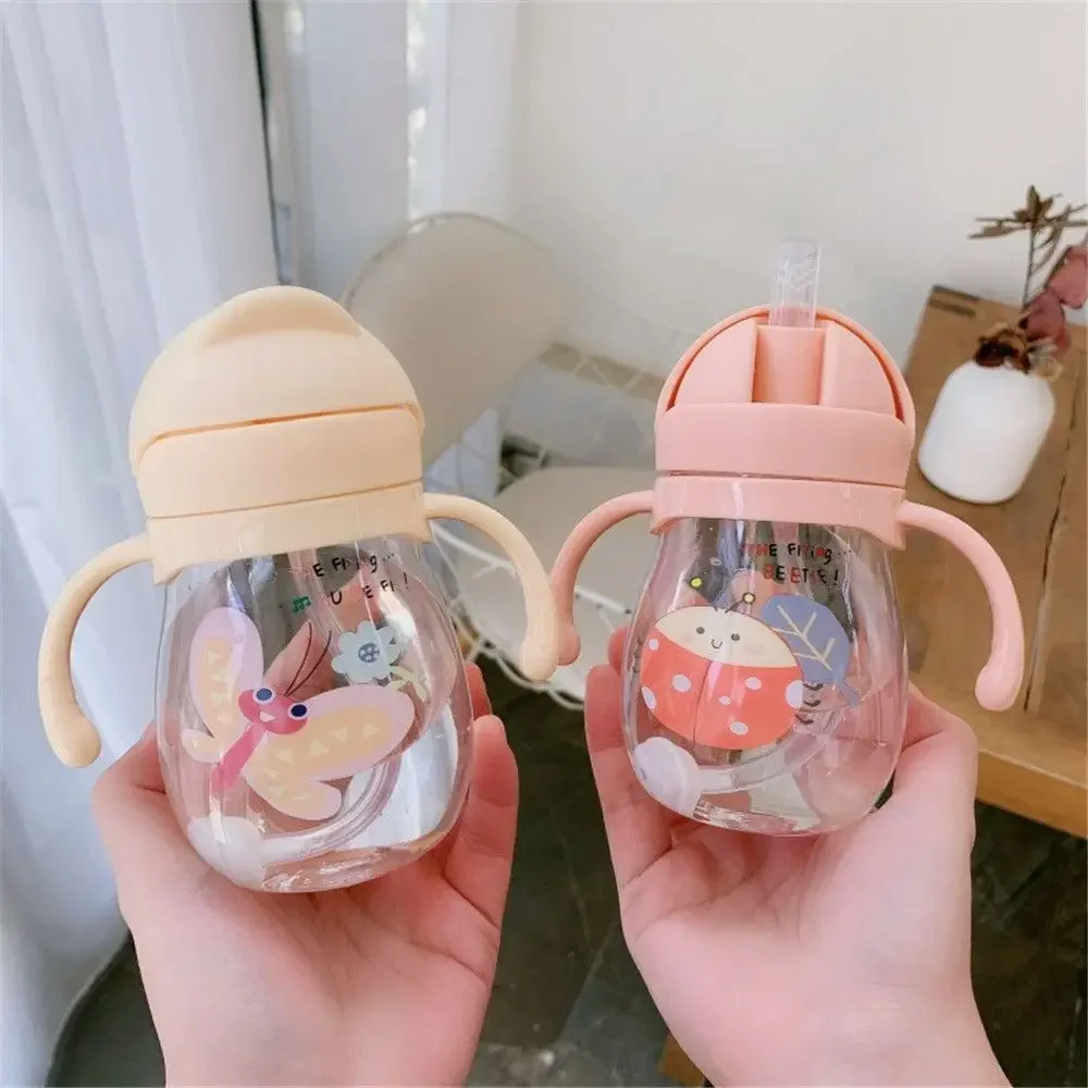 350 ML Cute Cartoon Children Water Bottle Portable Children Drinking Bottles Handle Straw Drinkware Water Cup