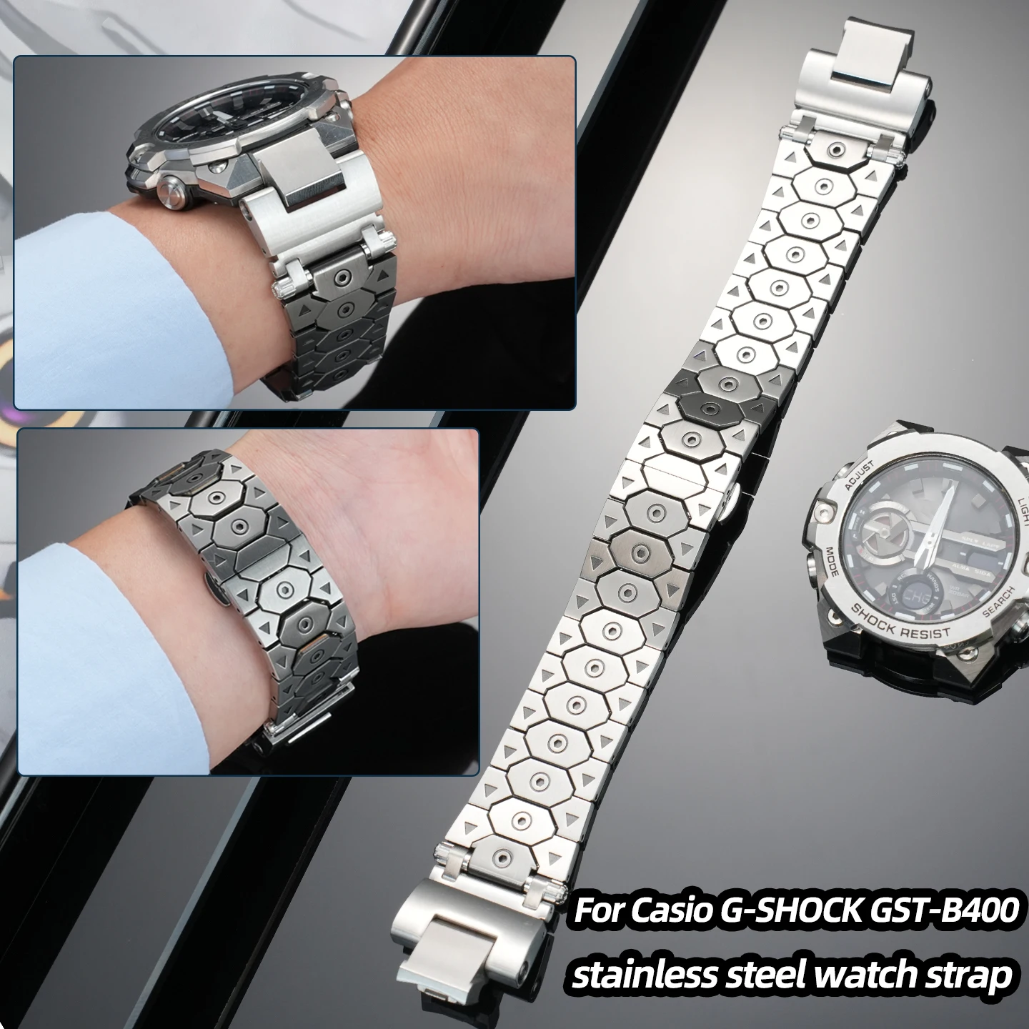 For Casio G-SHOCK GST-B400 stainless steel watch strap bracelet GST B400 Metal watchband Men's Modified strap watch chain