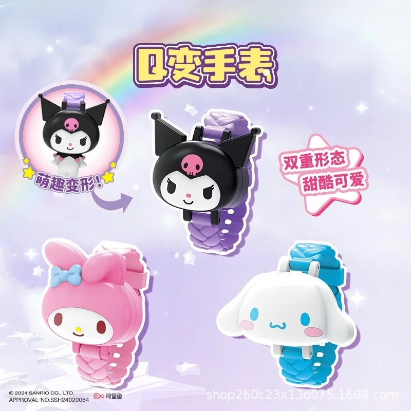 My Melody Kuromi Transformer Uhr Anime Charakter Cinnamoroll Modellierung Zubehör Kawaii Kinderspielzeug Mädchen Geschenk