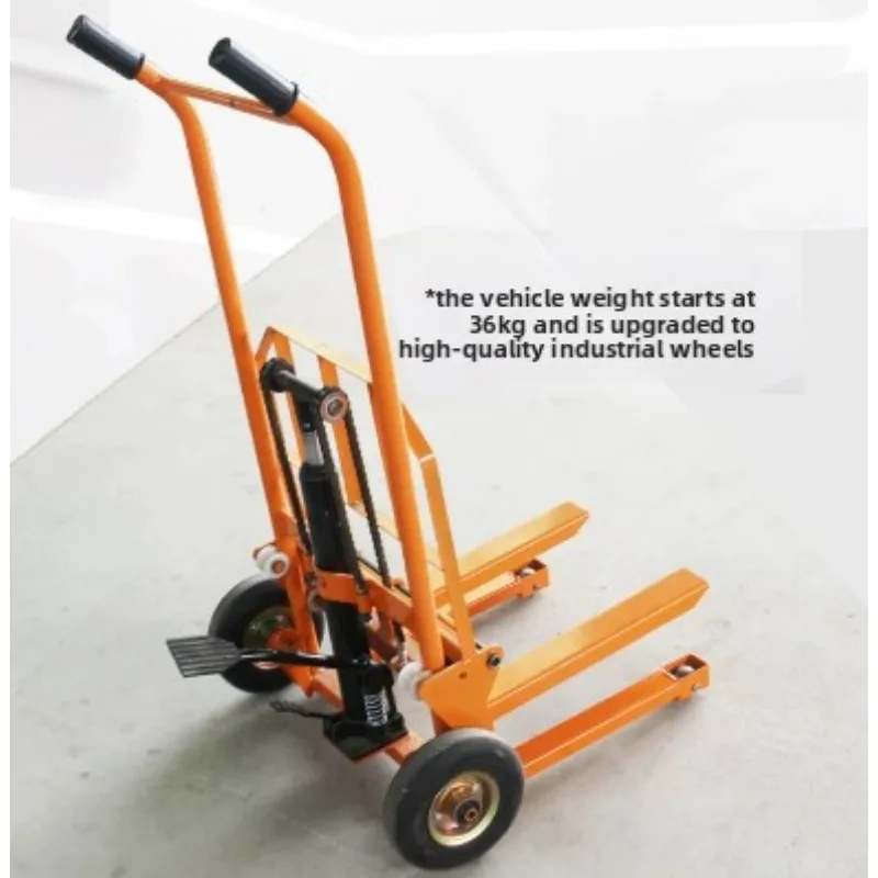 Manual Small Hydraulic Stacker, Household Portable Forklift, Warehouse Cargo Lifting Transporter for Material Handling Work