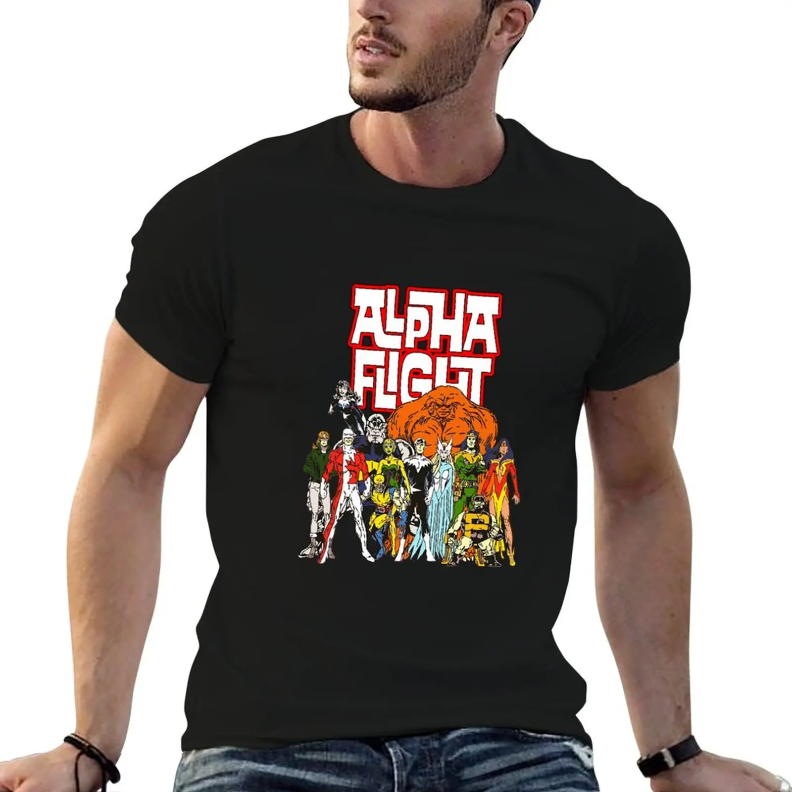 Camiseta Alpha Flight, camisetas divertidas para hombre, camiseta de algodón negra lisa para hombre, camiseta lisa para hombre, camiseta en paquete