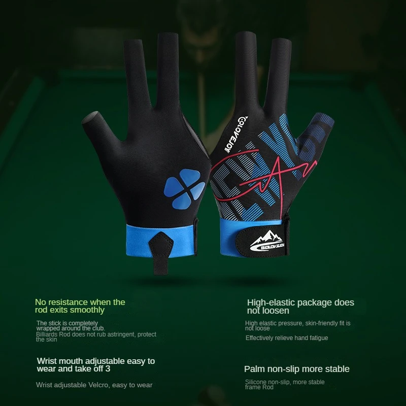 Billiards Three-fingered Gloves Billiards High-elastic Sweat-wicking Snooker Breathable Light Open-fingered Non-slip Gloves Only