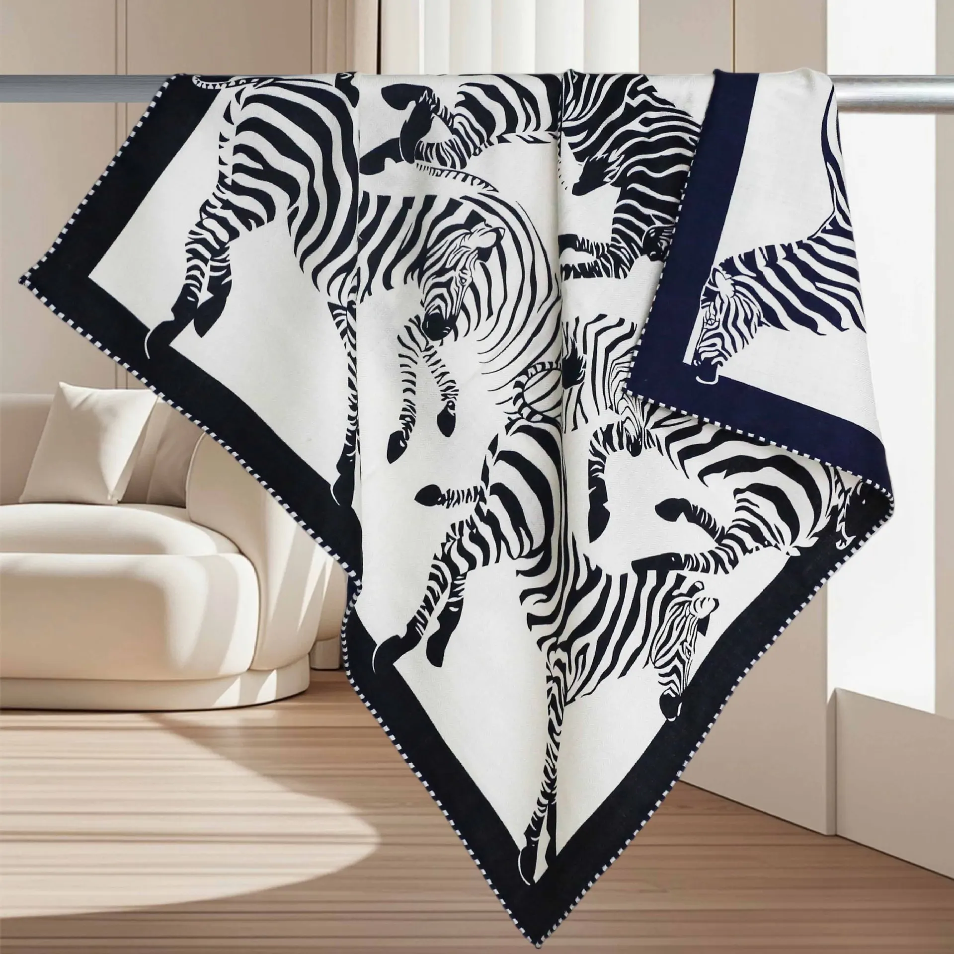 

Double Face Silk Wool Scarf 65CM Women Square Bandanas Rollerd Edges Shawls Winter Brand Scarves Mother Lover Gift Horse Print