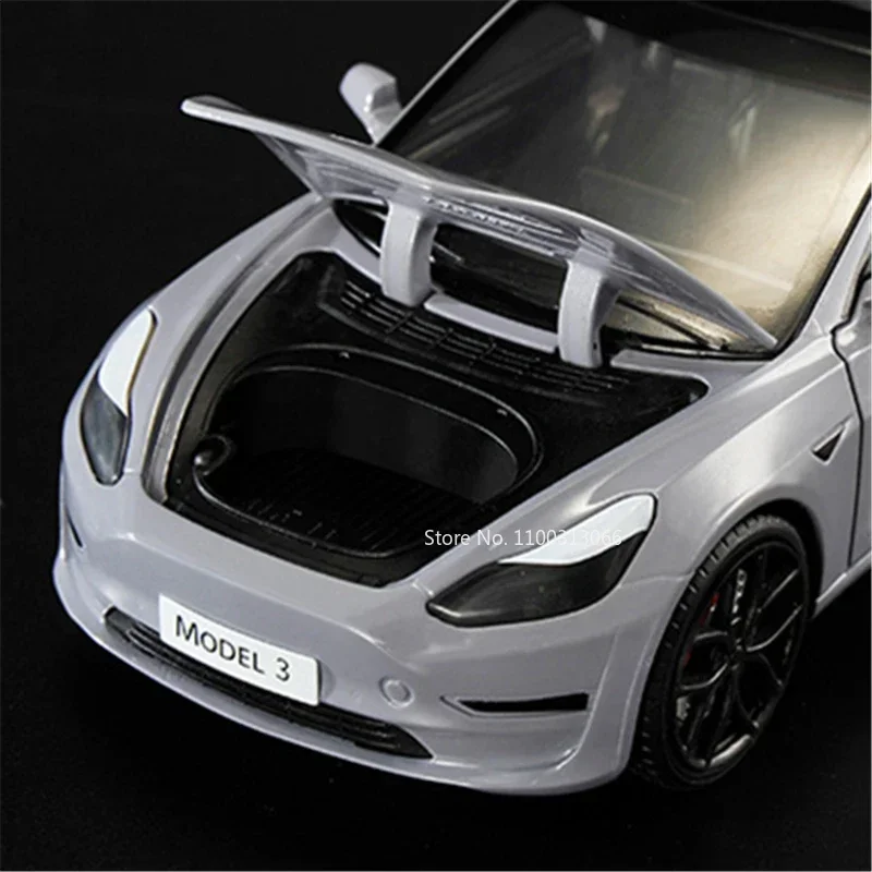 1:24 TESLA Model 3 Car Toys  Alloy Diecasts Metal Vehicles Car Model With Sound Light Vehicle Toys For Children Gifts Collection