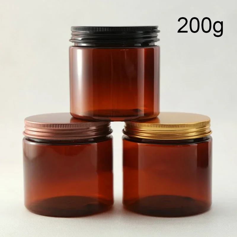 200g Brown Jar Empty Plastic Bottle 200ml Cosmetic Cream Body Lotion Tea Candy Coffee Sugar Refillable Container