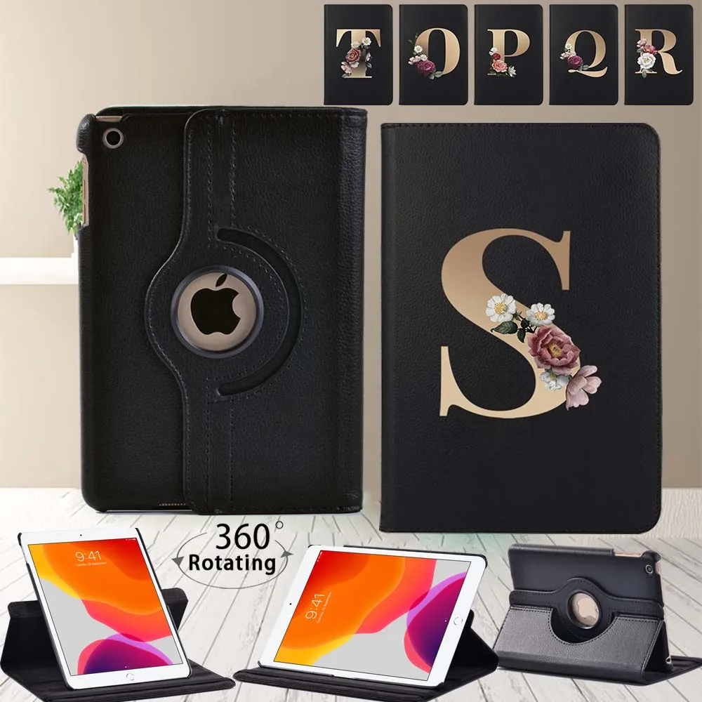 

360 Rotating Tablet Case for Apple Ipad Mini 4 5/ipad 2 3 4/IPad (5th/6th/7th/8th Gen) Letter Series Smart Cover Case + Stylus