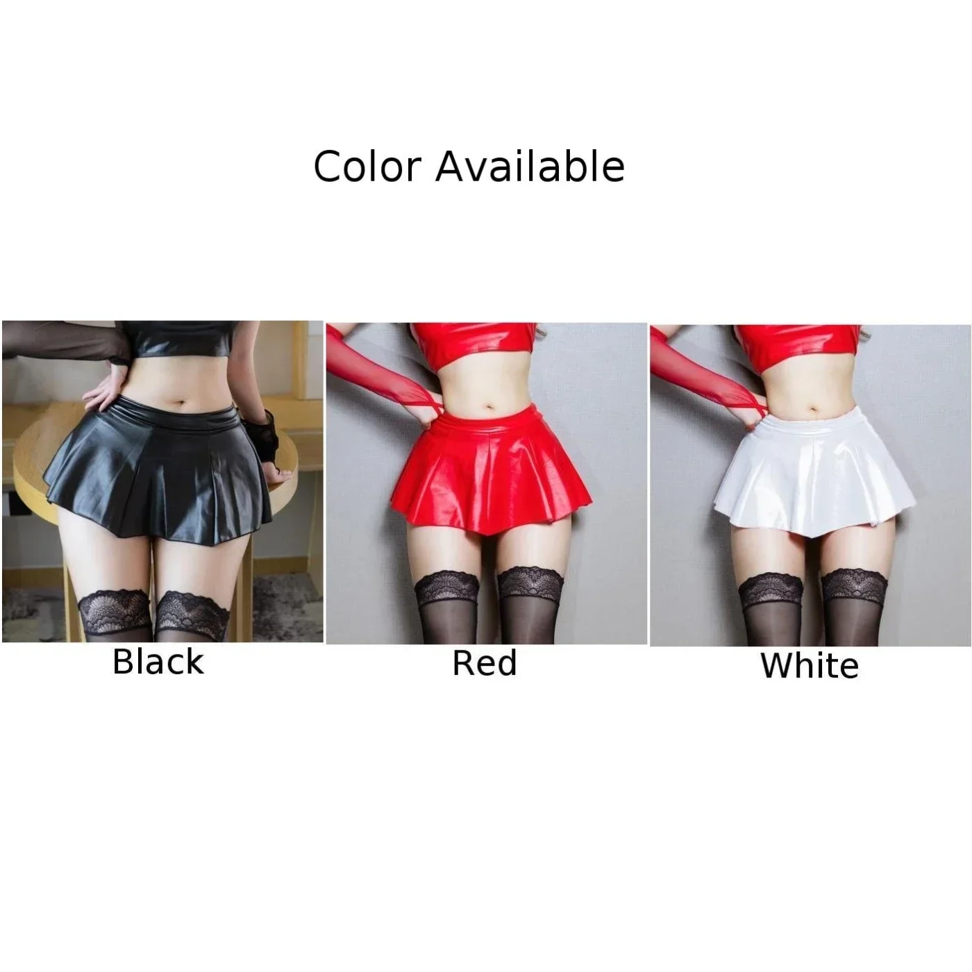 Vrouwen Sexy Lingerie Pu Lederen Geplooide Rok Hoge Taille Korte Rok Party Clubwear Super Korte Mini Rok Nachtjapon Voor Dames