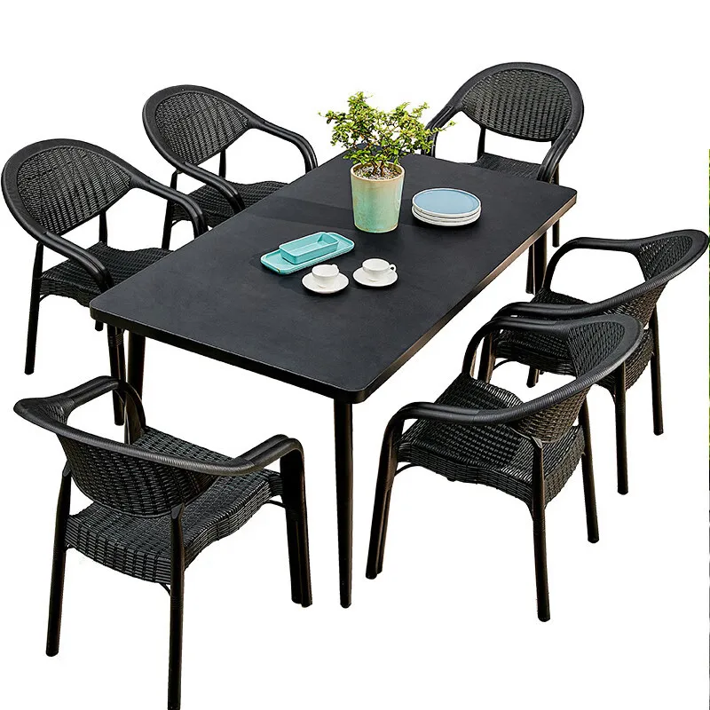 

Outdoor table courtyard villa garden terrace, outdoor casual simple black tea