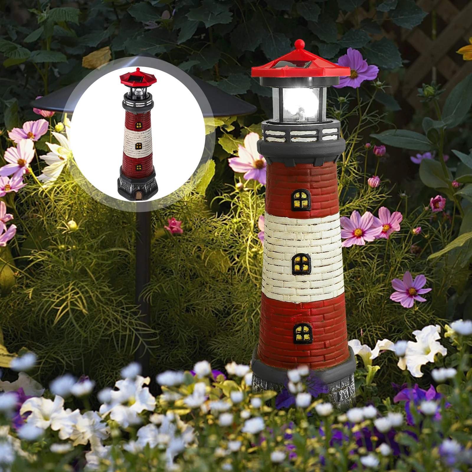 

Outdoor Light Solar Lights Electric Fence Landscape Resin Lighthouse Ornament