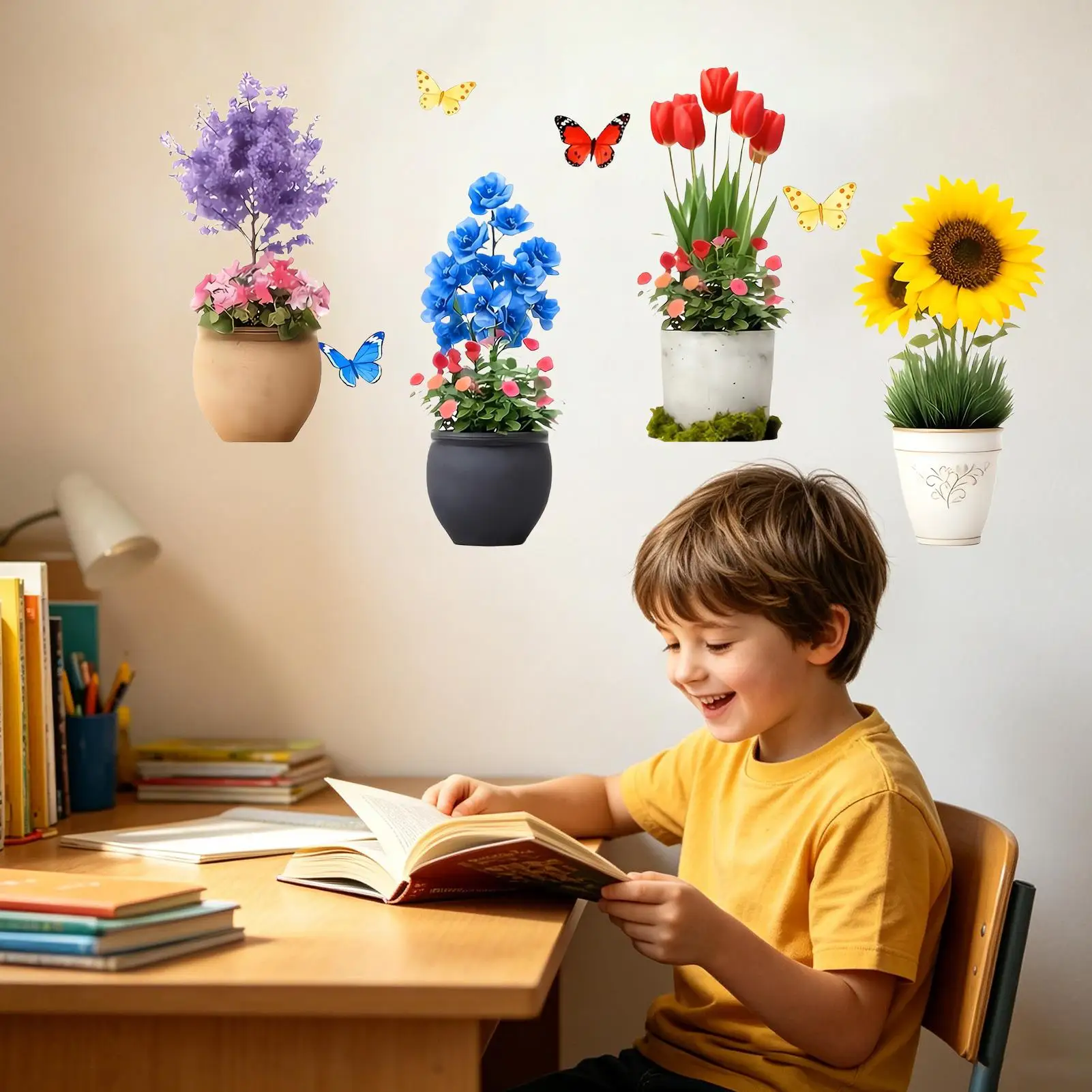 Floral Window Clings Butterfly Self Adhesive Anti-Collision PVC Flower Window Stickers Wall Decal Stickers For Sliding Door