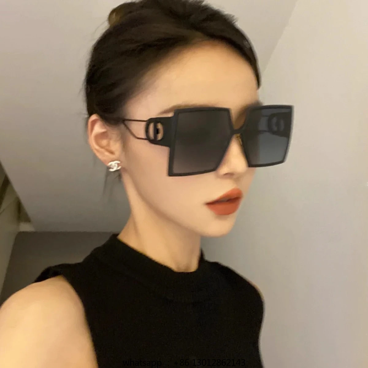 

Sunglasses Women's Black Large Square Round Face Skinny Sunglasses