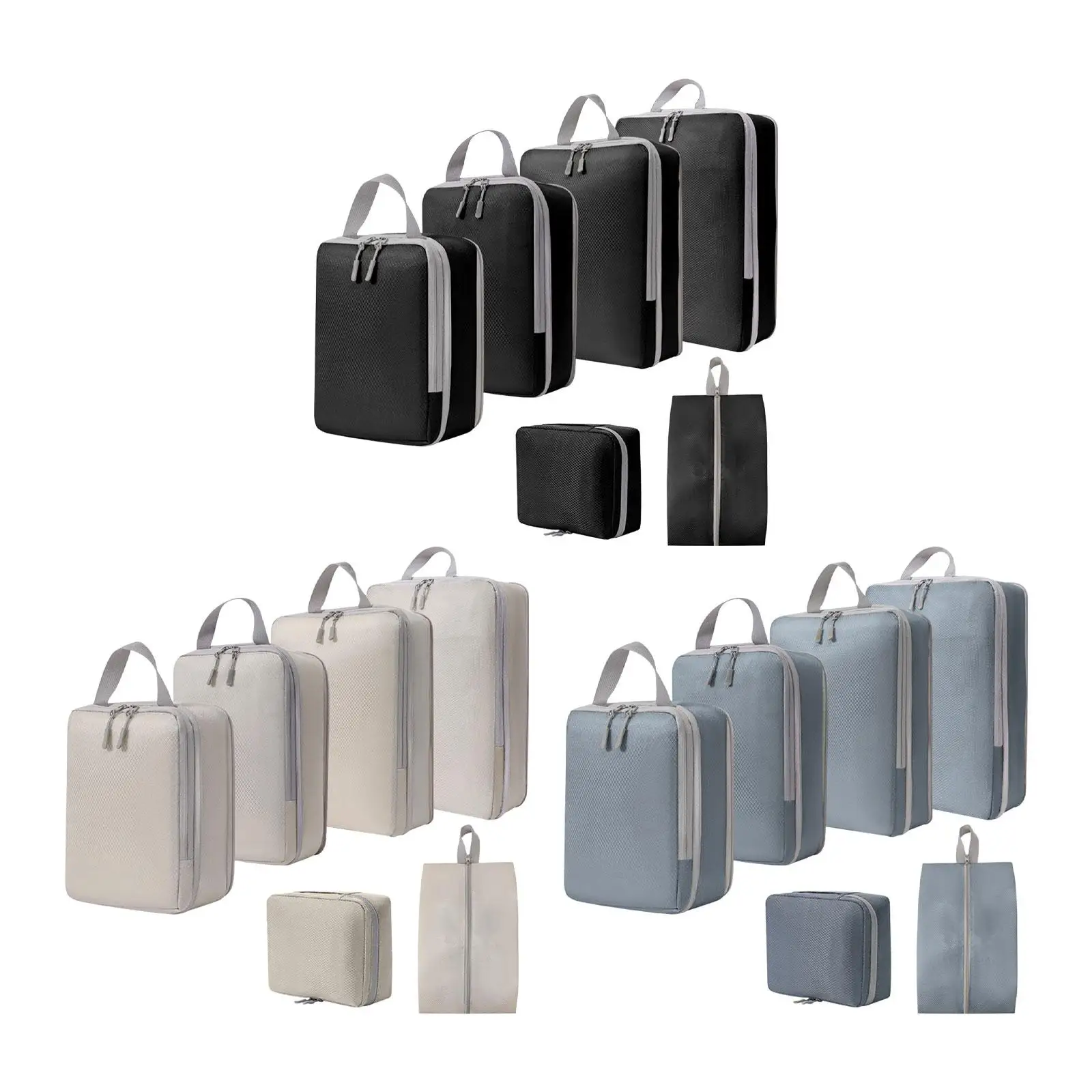 6x Compression Packing Cubes Luggage Bags Breathable Toiletry Bag Travel Luggage