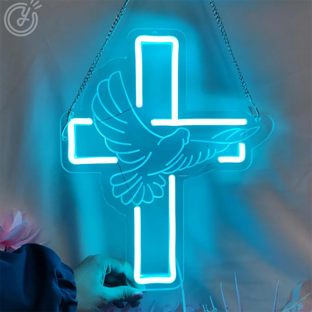 Cruz sinal de néon led jesus cruz decoração da parede alimentado por usb para o quarto batismo decoração do chuveiro do bebê símbolo cristão néon luz led