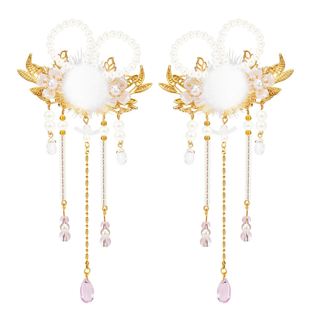 

Rabbit Ears Hairpin Pearl Tassel Dangle Bunny Barrettes Clips for Women Girls Kids Party Wedding Cosplay Daily Use Imitation