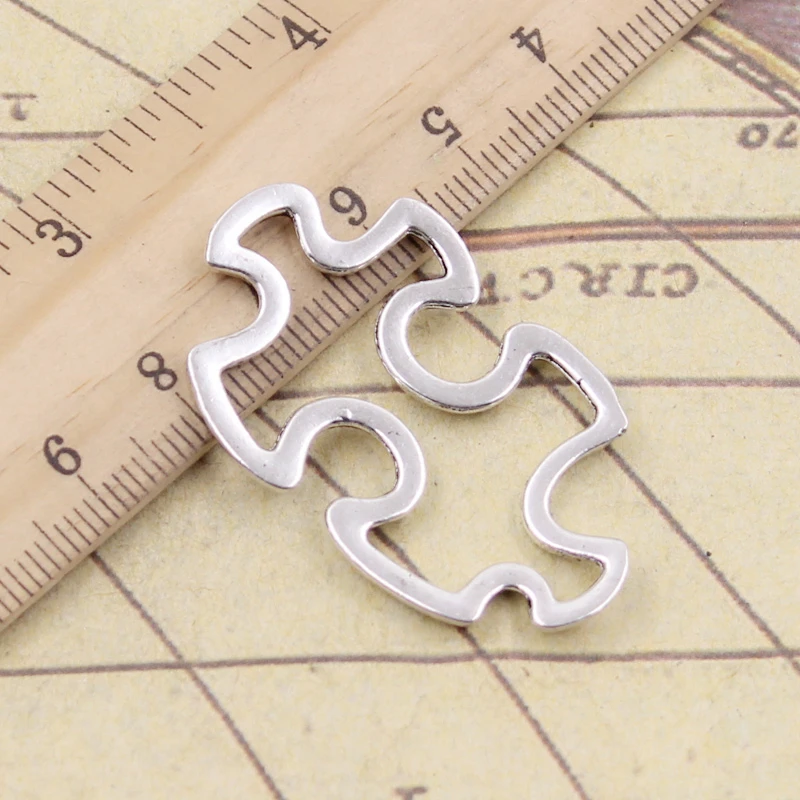 10pcs Charms Jigsaw Puzzle Piece Autism Awareness 41x25mm Tibetan Silver Color Pendant Antique Jewelry Making DIY Handmade Craft