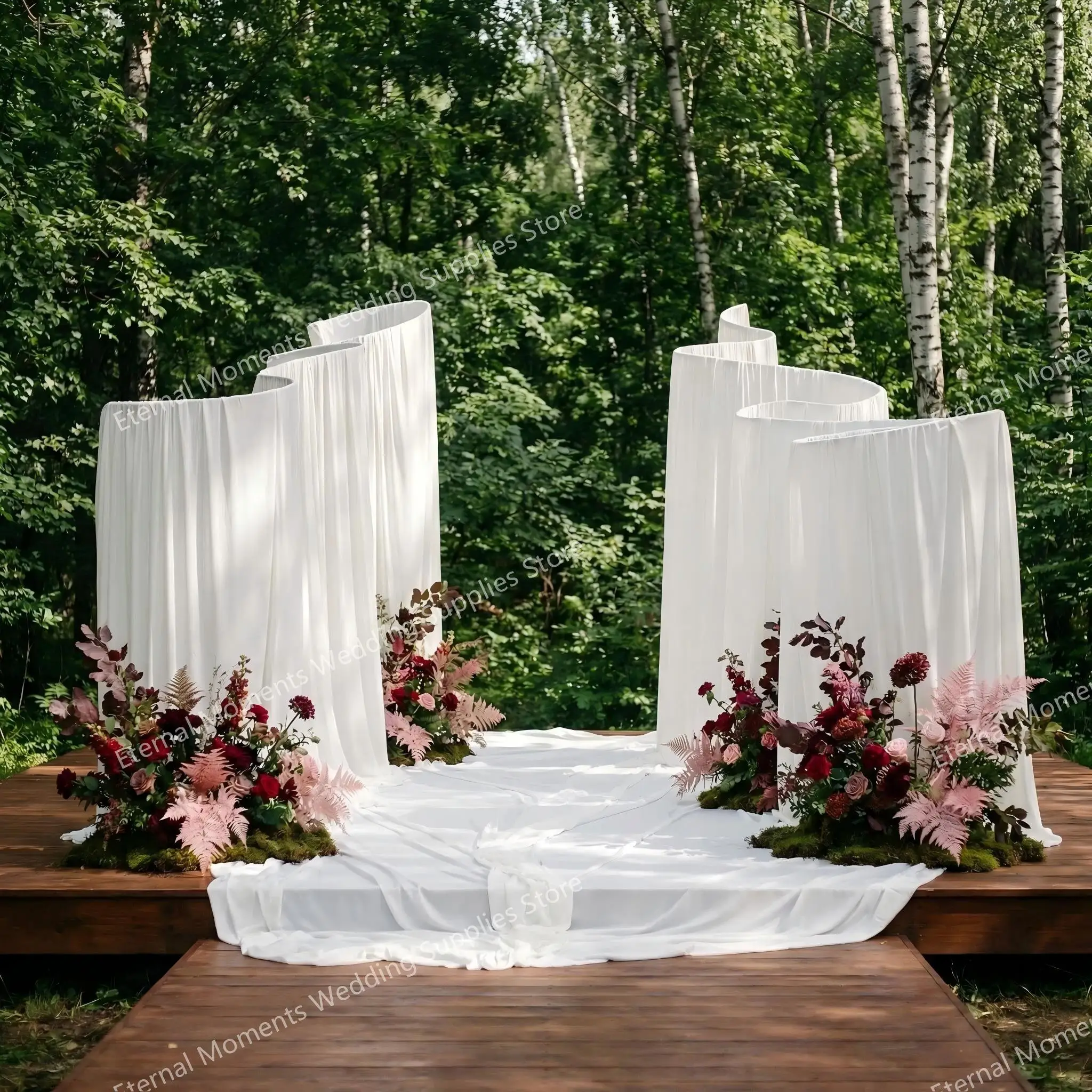 S-förmiger Wellen-Hintergrundständer, Rustikaler Waldbogen, Hochzeitsfotografie-Requisite, Outdoor-Dekoration für Geburtstagsfeier und Heiratsantrag – Detail 4