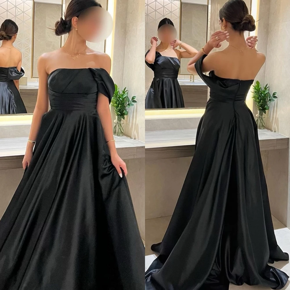 

Jiayigong Retro Exquisite Strapless A-line Draped Satin Formal Occasion Gown vestidos para mulheres sukienki שמלה לאירוע ערב