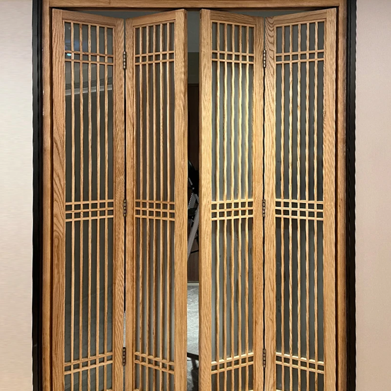 Porte Coulissante d'Entrée Principale Personnalisée, Intérieure de Maison en Bois, Porte de Chambre à Coucher Pliante, Style Chinois, Mobilier de Maison