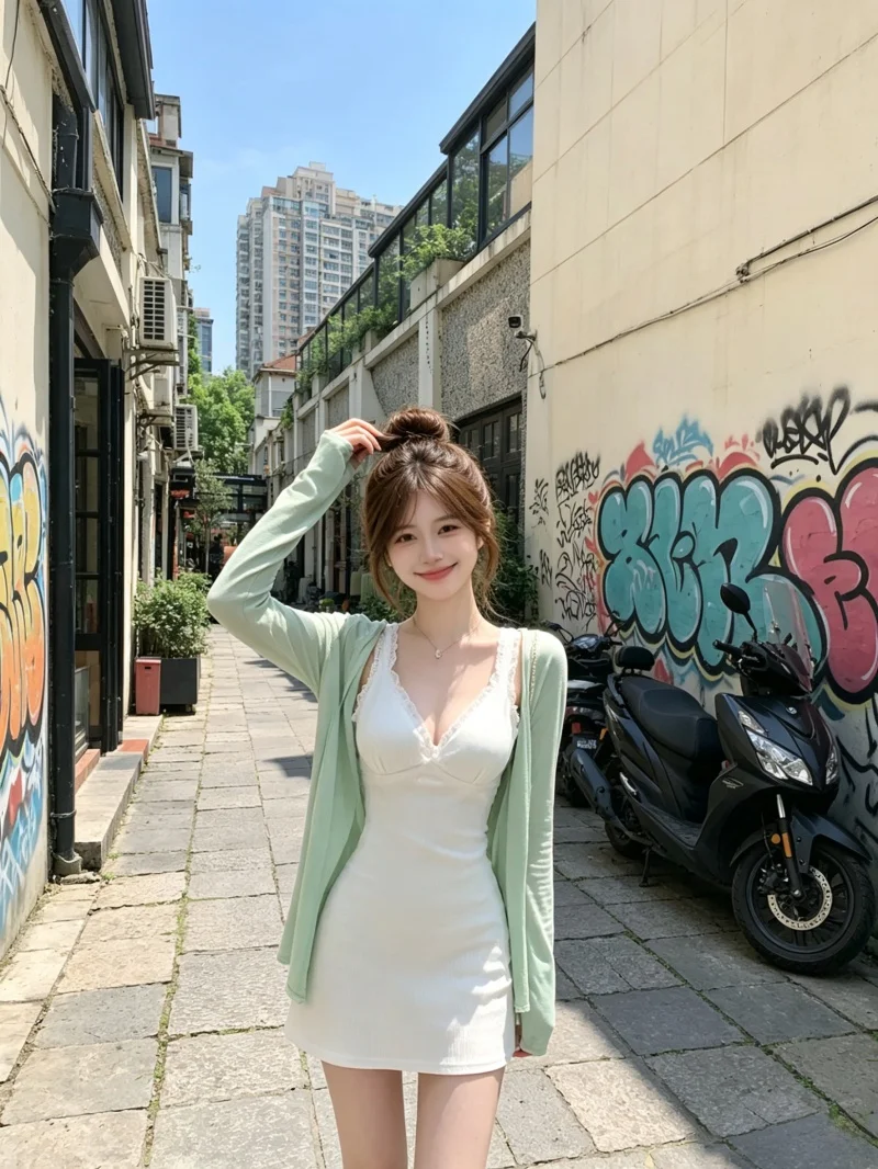 

Fashionable Lace Trim Loose Long Sleeve Open Cardigan And Short Skirt Two-Piece Set for Women Summer High Waist Pure Color