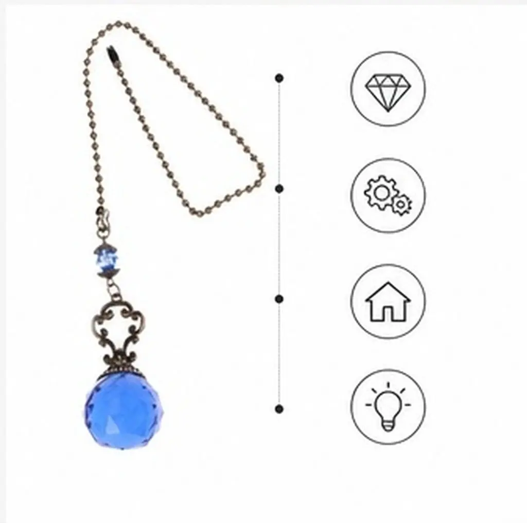 2Pcs Crystal Ball Light Pendant Ceiling Fan Pull Chain Decorative Pendant Luxury Home Decor Extender Lamp Accessory