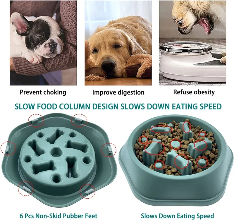 1 Stück Slow-Feeder Hundenapf Anti-Verschlucken Welpen-Fressnapf Rutschfester Langsam-Fress-Napf für Hunde Kleine bis Mittelgroße Hunde – Detail 5