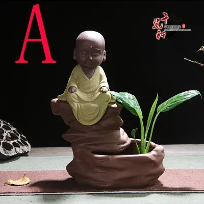 BEST # Marvellous ART# HOME OFFICE CHAN DAO Little Monk sand-fired porcelain pottery ART statue