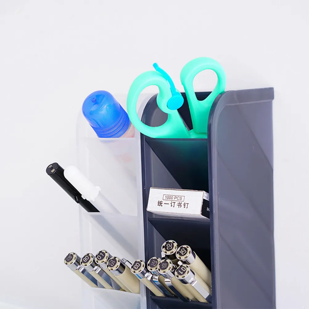 

2Pcs Multifunctional Pen Pot Sturdy Plastic Pencil Holder Desktop Organizer for Office School Study Black White