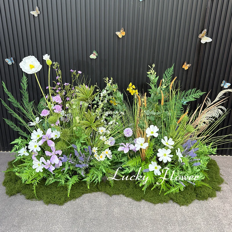 Forest Style Artificial Flowers Greenery Wedding Decoration Road Lead Floor Flower Row Hang Flower Row Green Plants Flower Ball