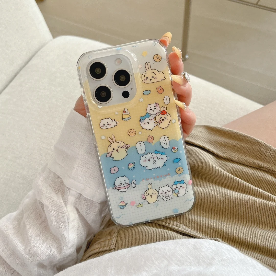 

3D Cute Cartoon Japan Anime C-Chiikawa Usagi Hachiware Phone chain Case For iPhone16 15 14 13 12 Pro Max Shockproof Hard Cover﻿﻿