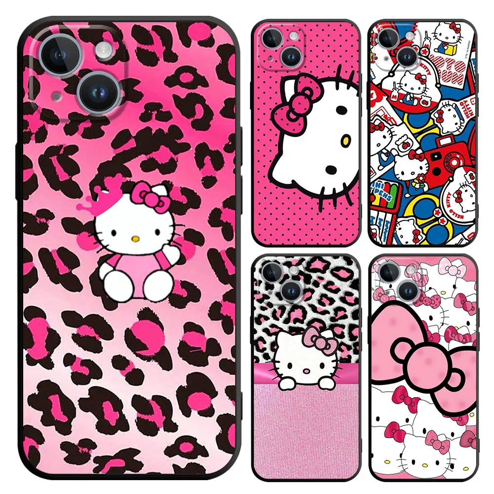 Phone Case for iPhone SE XS X XR 11 8 Plus 13 Pro 15 Pro Max 14 12 Mini 2020 2022 Sanrios H-Hello K-Kitty Hot TPU Soft  Cover