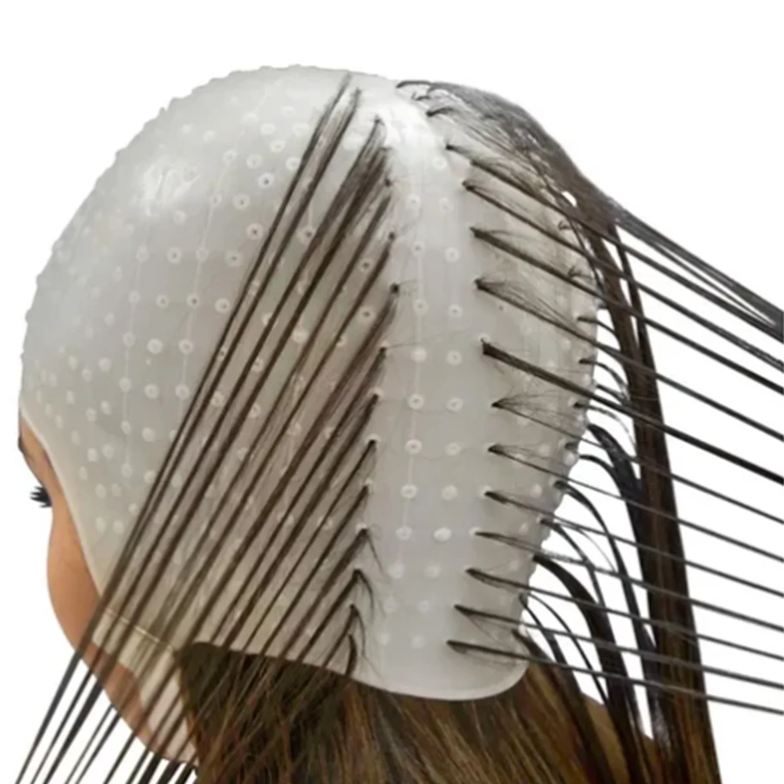 Wiederverwendbarer Färbehut für Haarfärbung und Highlighting, Silikon, flexibel, hochelastisch, faltbar, Silikon-Färbehut – Detail 6