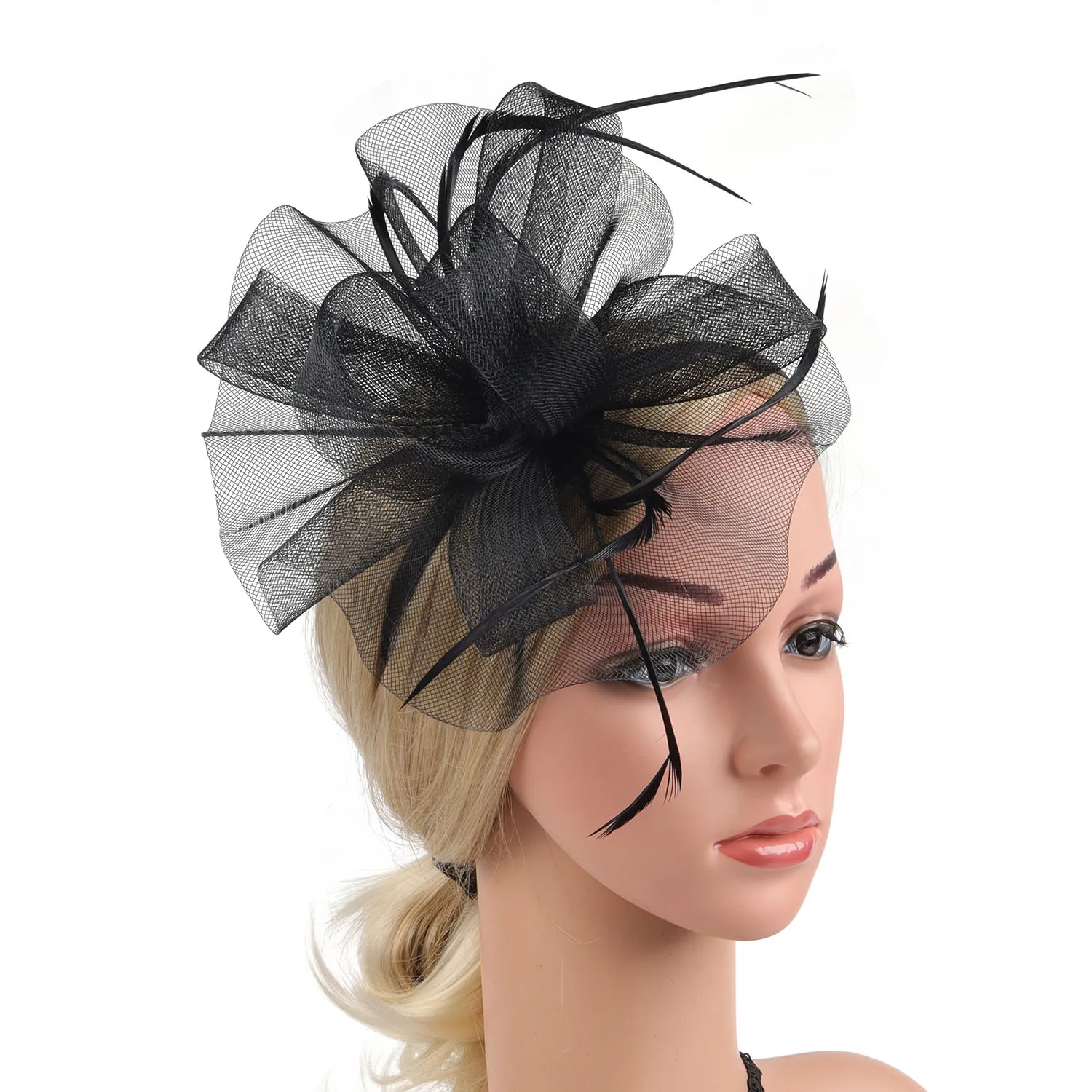 Fascinators Feather Womens Mesh Headwear Flower Derby Hat per Cocktail Wedding Headband elegante Clip Wedding Bridal Tea Party