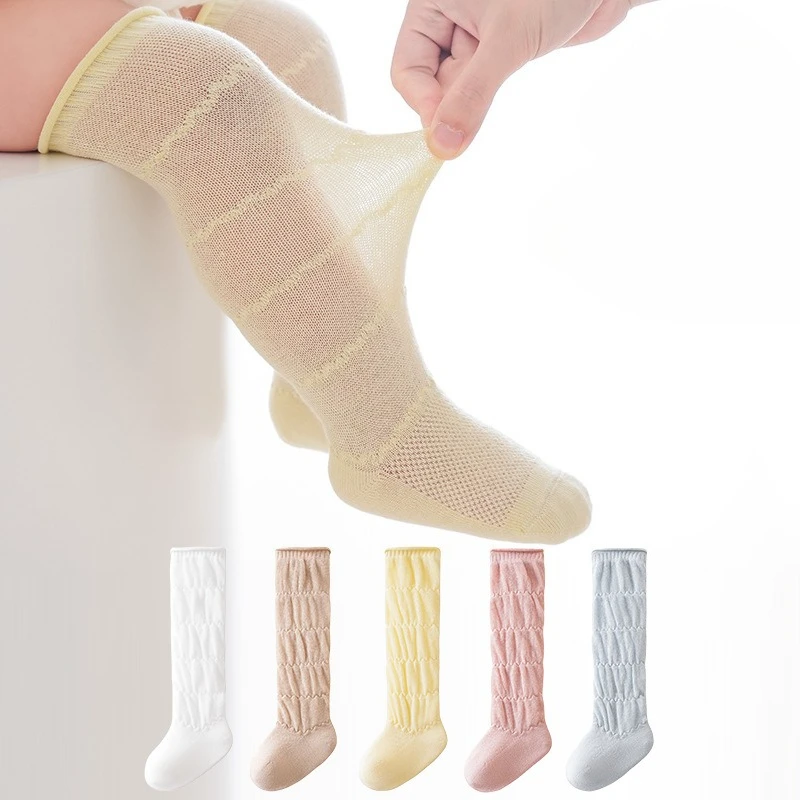

Summer Baby Hollow Out Long Socks Breathable Mesh Cotton Anti-Mosquio Knee High Sock Thin Non-slip Newborn Princess Socks