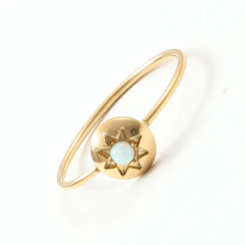 High End PVD Fashion Vintage Moonstone Star Ring Titanium Steel Rings for Women No Fade Jewelry