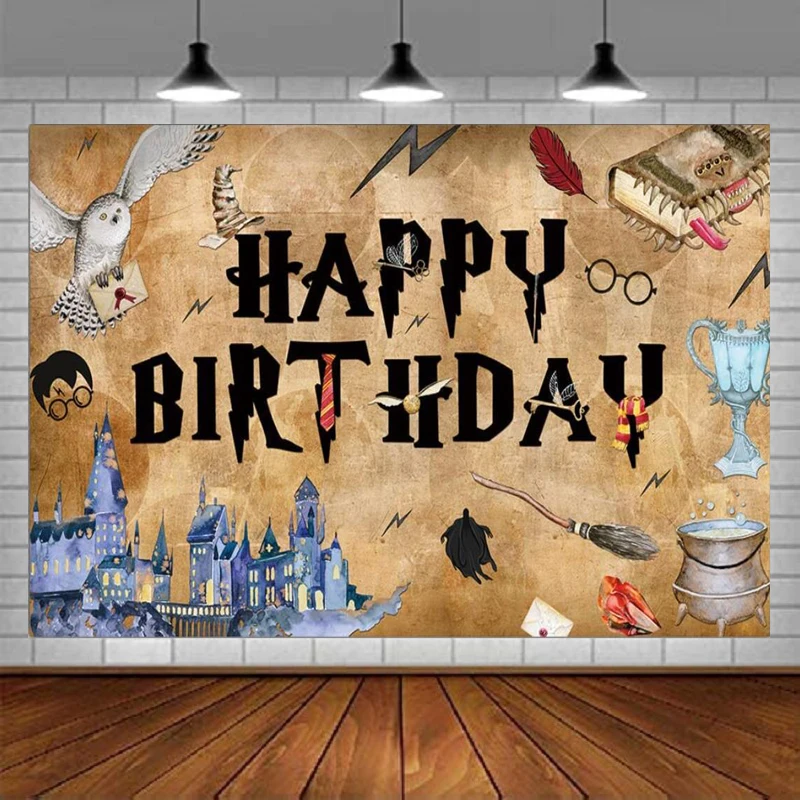 Photography Backdrop Happy Birthday Party Supplies Magical Wizard Banner Decoration Boys Girls Background Poster