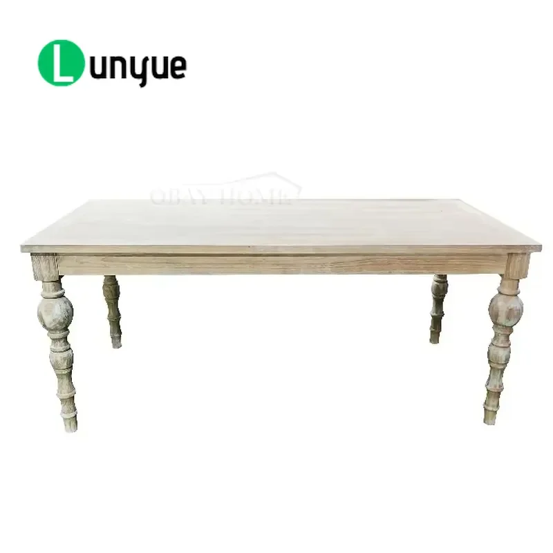 Antique European Farmhouse French Classic Style Solid Wood Dining Table for Restaurant Home Kitchen Durable Elegant Furniture