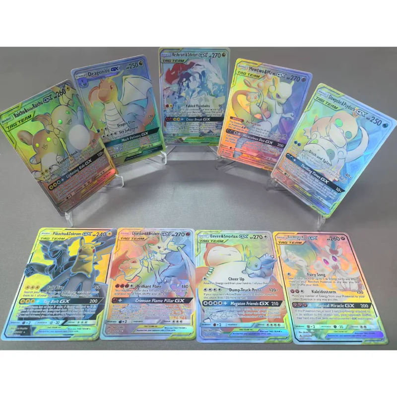 

Diy Pkm Series English Tag Team Eevee Snorlax Arceus Dialga Palkia Charizard Braixen Raichu Pikachu Gx Коллекционная карточная игра