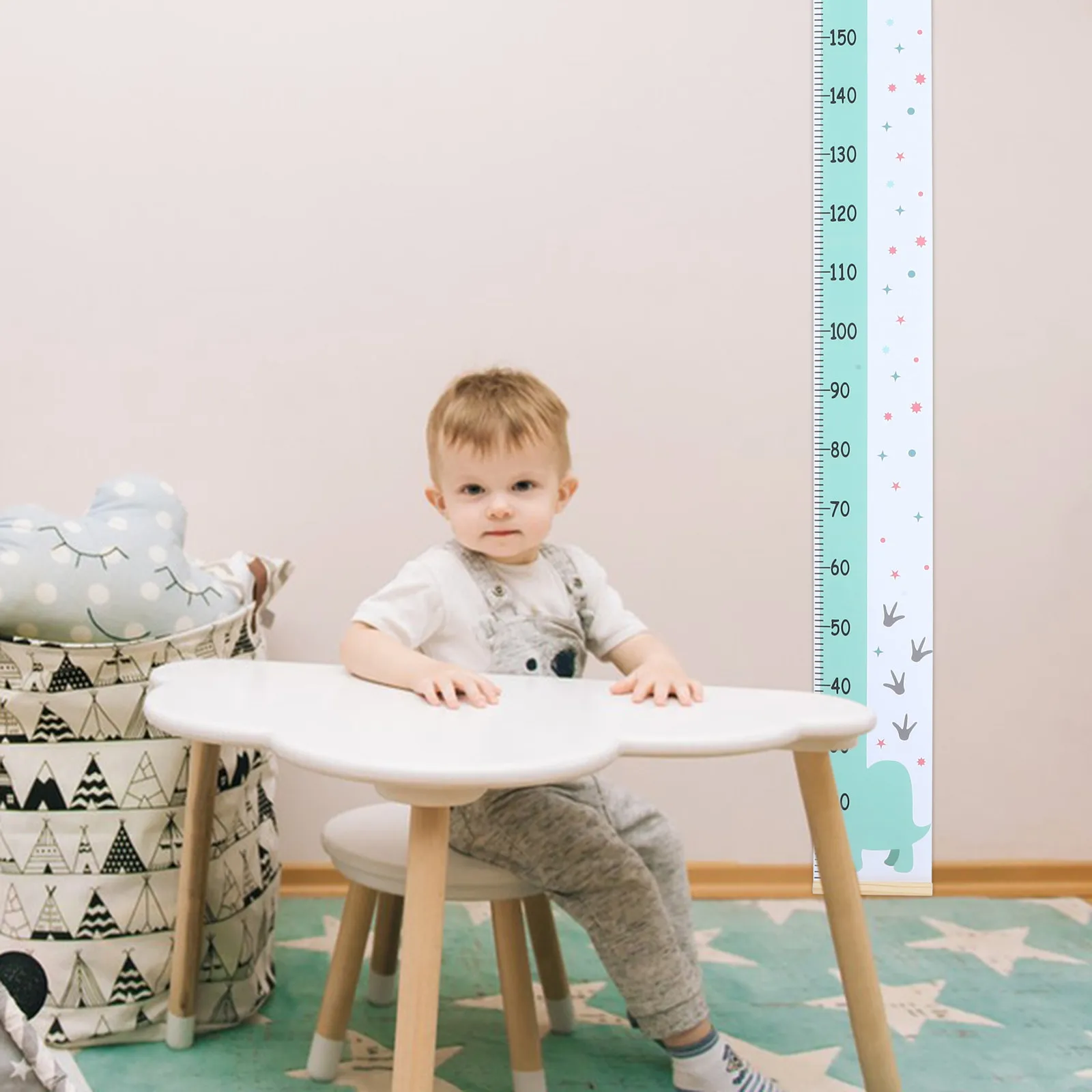 Height Wall Chart for Animal Theme Sturdy Canvas Growth Chart Easy Hang Removable Lanyard for Bedroom Playroom Nursery