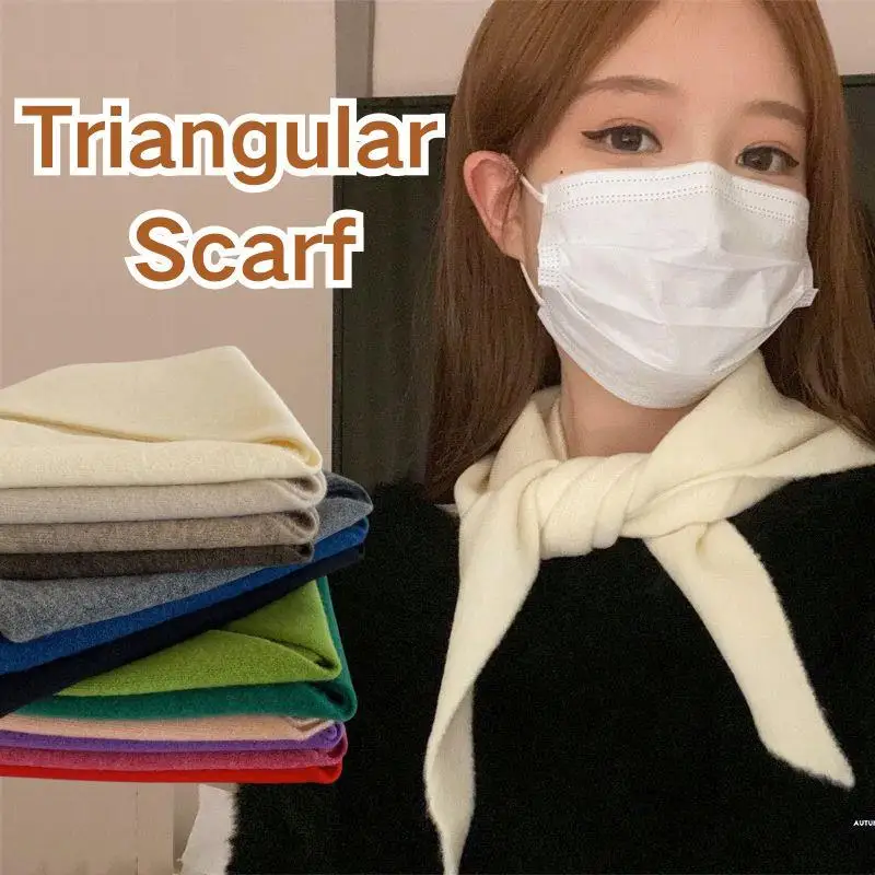 1pc Wol Koreaanse Stijl Gebreide Driehoekige Sjaal Vrouwen Winter Warme Hoofddoek Sjaal Multifunctionele Halsdoek Wrap Bandana