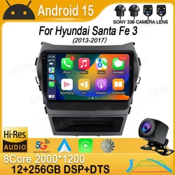 For Hyundai Santa Fe 3 2013-2017 Android 15 Auto Carplay 2Din Car Radio Multimedia Video Player Navigation GPS Stereo 360 Camera