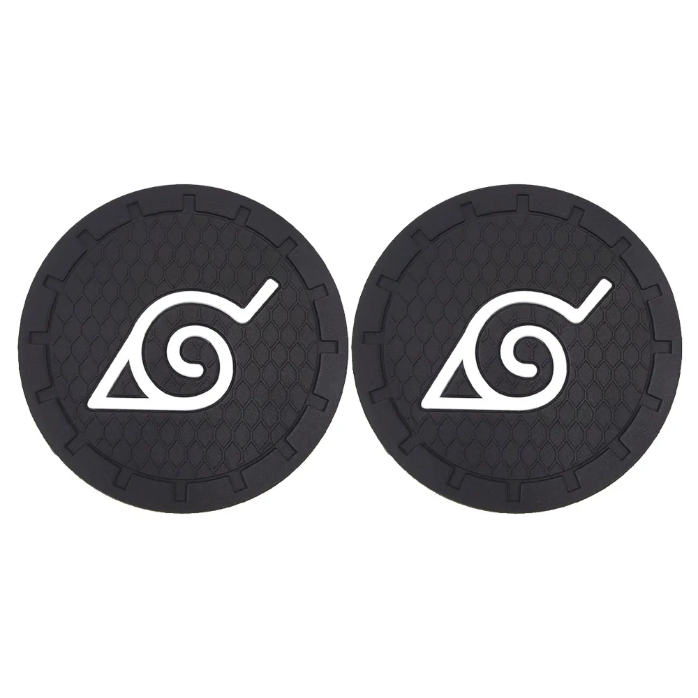 2PCS Anime Sticker Car Anti Slip Mat Coaster Car Water Cup Slot Decorate Interior Accessories For Swirling Shape Auto Styling