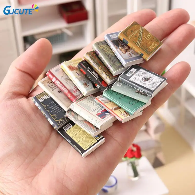 

Hot Sale 1pc Mini Book Oranments For 1:12 Dollhouse Study Bedroom Bookstore Miniature Classical Book Scene Model Accessories Toy