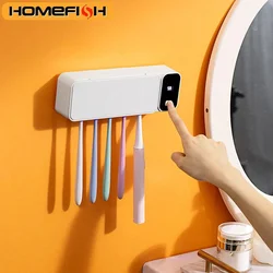 HOMEFISH Smart Toothbrush Disinfector UV Sterilization Clear Number Display One-Click Star Frequently Sterilized 120 seconds