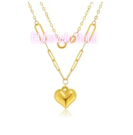 

Eldorado Gold 18k real gold necklace for women au750 jewelry fine gold heart pendant necklaces gift for girls O shape chains