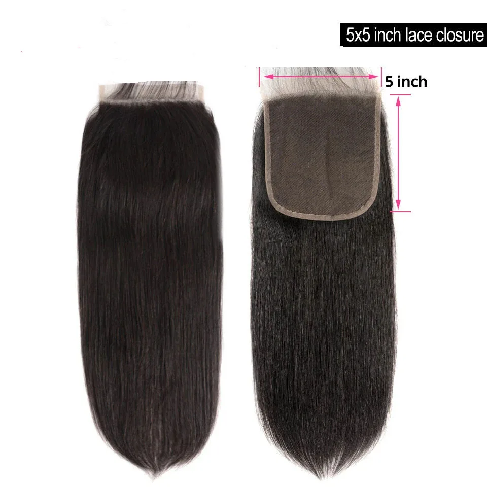 

5x5 кружевная фронтальная застежка черные прямые бразильские человеческие волосы Remy 5x5 прозрачный цвет кружева 10/12/14/16/18/20/22/24 дюйма