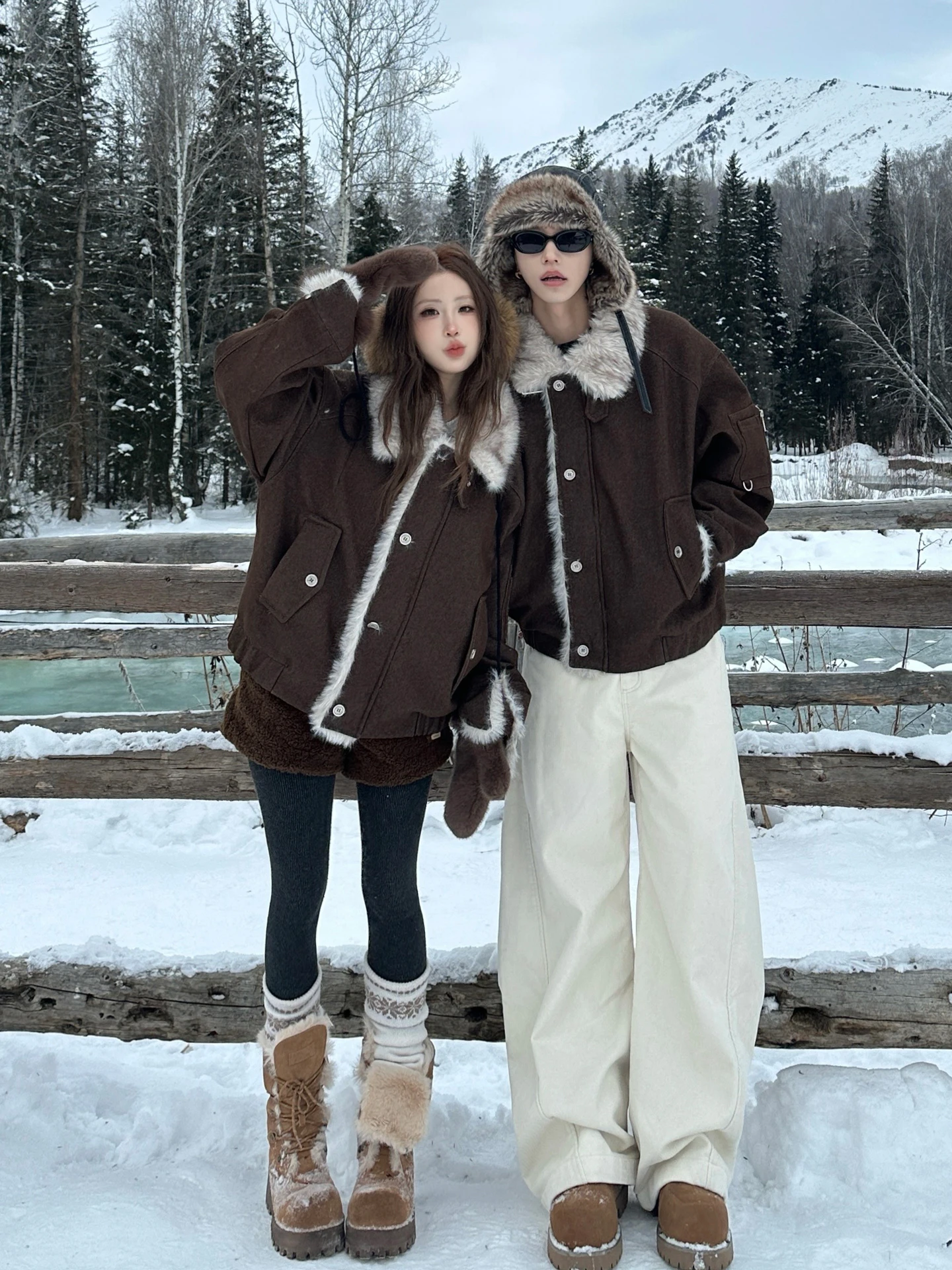 American Retro Thickened Cotton Jacket with Fur Collar Men Women Couples Winter Warm Outerwear Casual Leisure Travel Coat