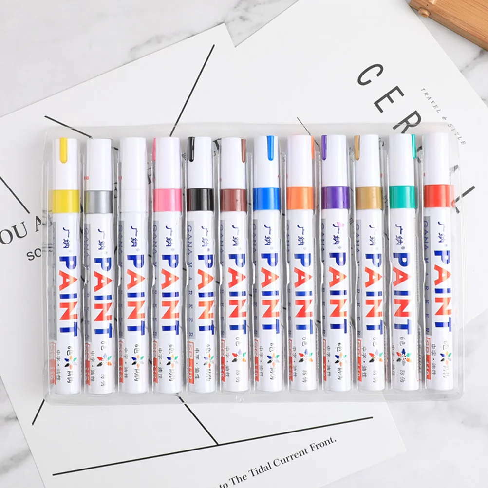 12 Pcs Car Tire Paint Pen Scratch Repair Refinish Marker Automotive Touch-up Coat