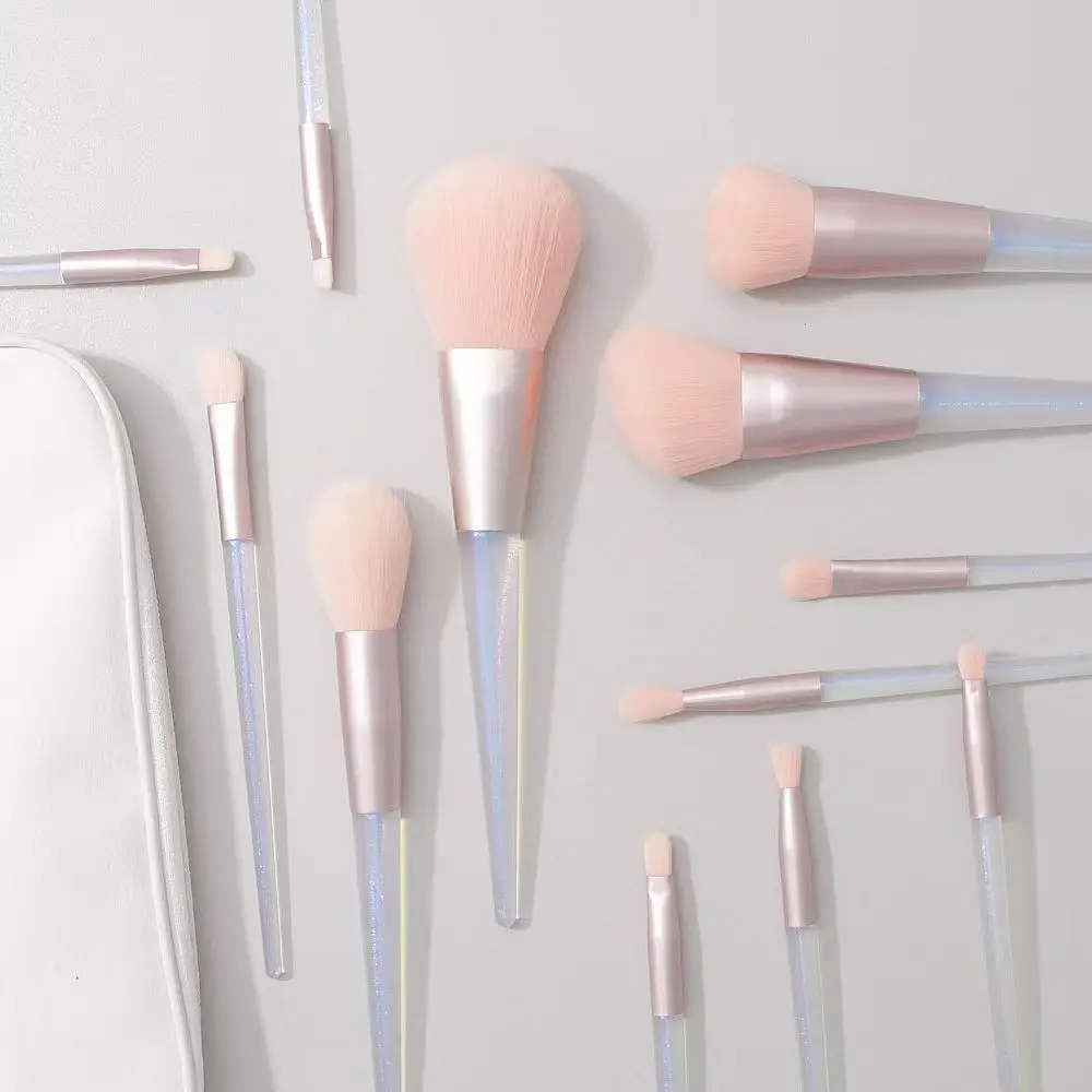 مجموعة فرش مكياج احترافية جديدة مكونة من 12 قطعة بمقبض كريستالي - مجموعة فرش مستحضرات التجميل المحمولة لظلال العيون